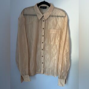 Free Market by Flying Tomato Beige Sheer Button Down Shirt